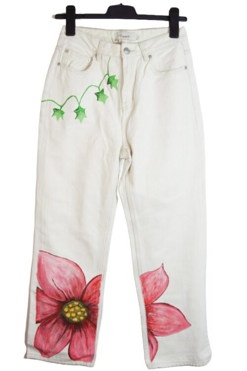 Artist Jeans, cream – pink Flowers