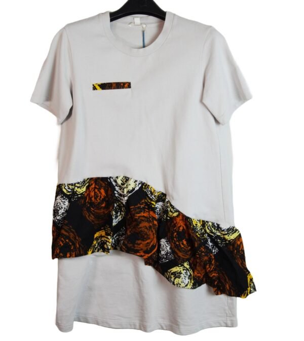 T-shirt dress with flounces, light grey - Image 4