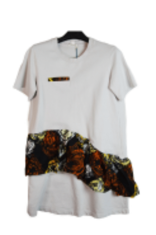 T-shirt dress with flounces, light grey