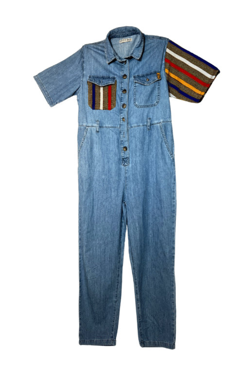 Denim Jumpsuit Bunte Knöpfe