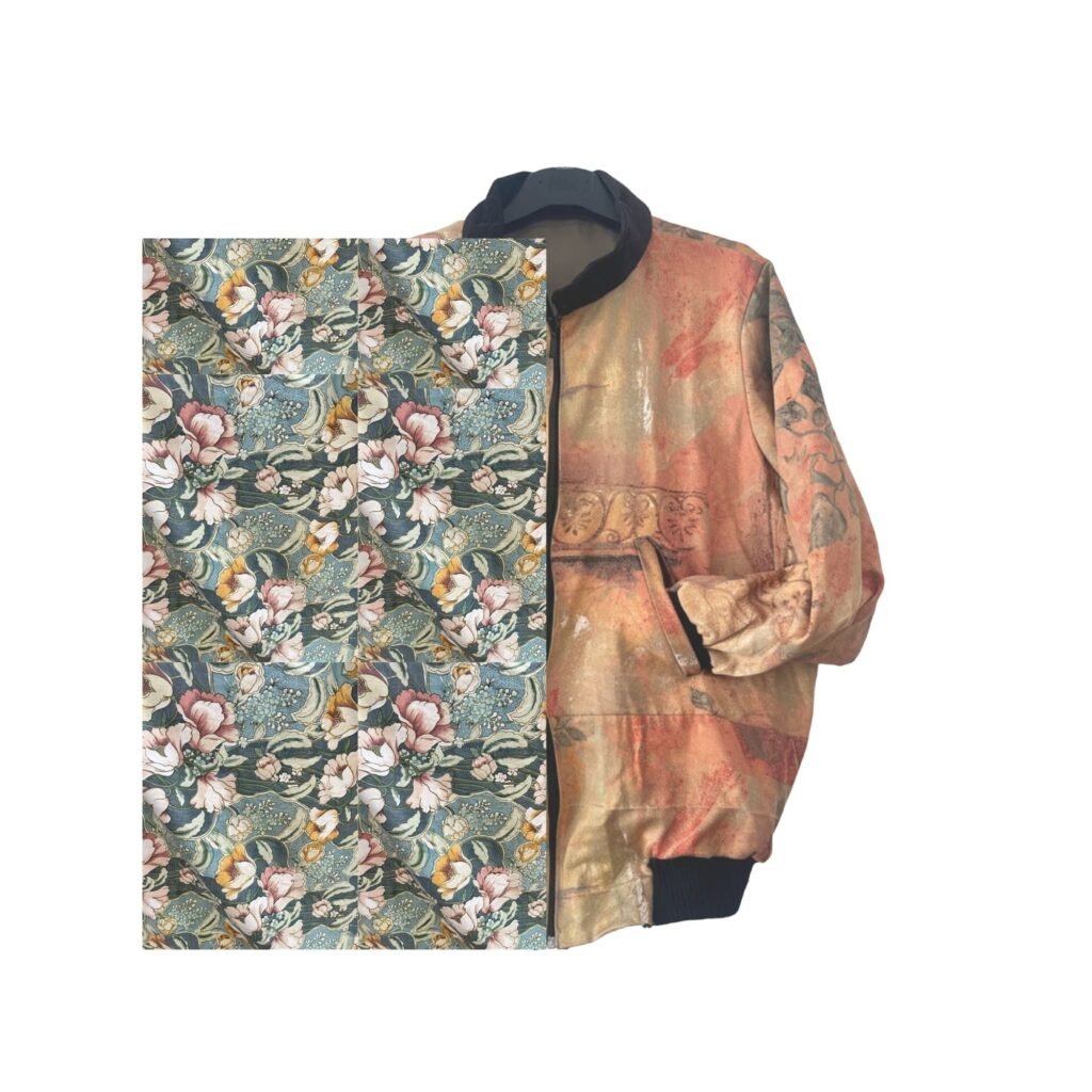 KOFAYA Signature Jacket with Vivienne fabric – a high-fashion textile designed for a bold and luxurious statement.